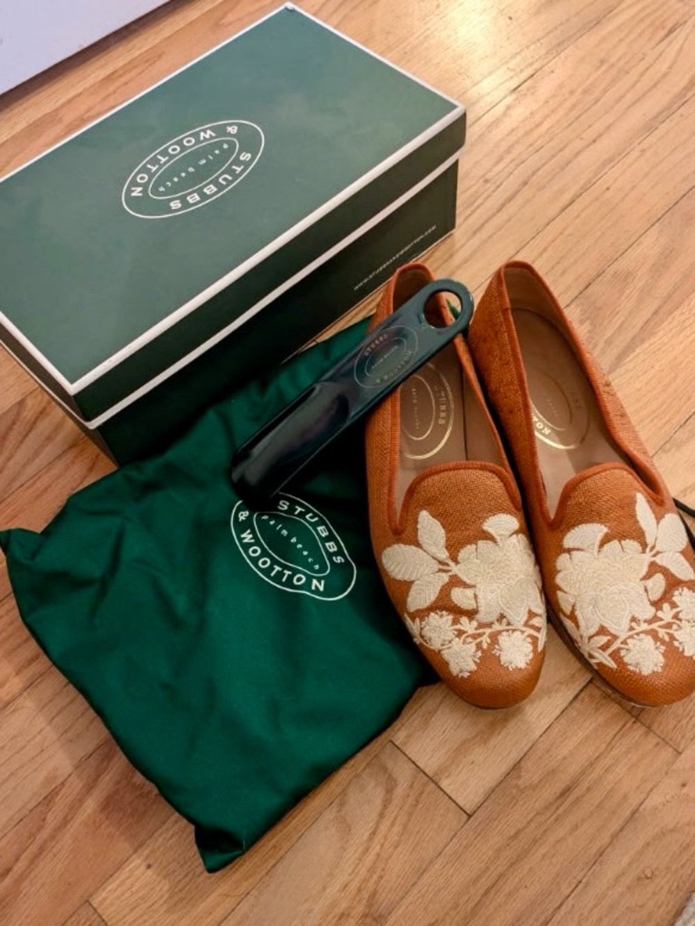 Stubbs & Wootton Embroidered Floral Slippers Custom Made Size 9